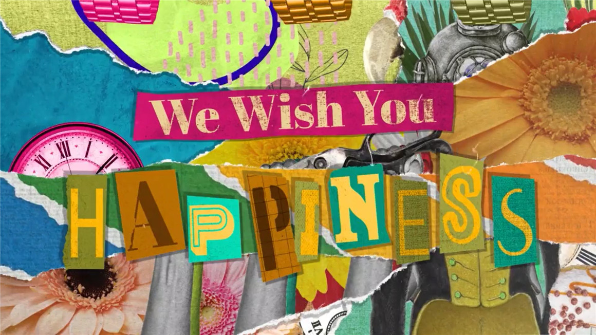 AE模板：2024趣味新年复古拼贴艺术字母花卉动物面孔报纸剪纸画元素包 New Year Collage Opener 影视音频 sucaiwan.com