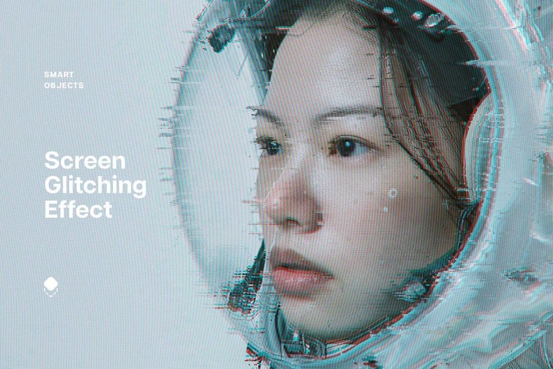 潮流复古vhs信号故障模拟扭曲毛刺照片效果ps特效滤镜插件样机模板 Glitching Photo Effect 插件预设 sucaiwan.com