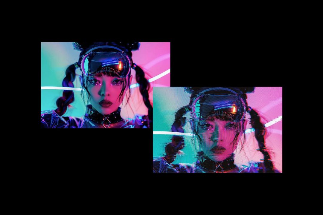 潮流复古vhs信号故障模拟扭曲毛刺照片效果ps特效滤镜插件样机模板 Glitching Photo Effect 插件预设 sucaiwan.com