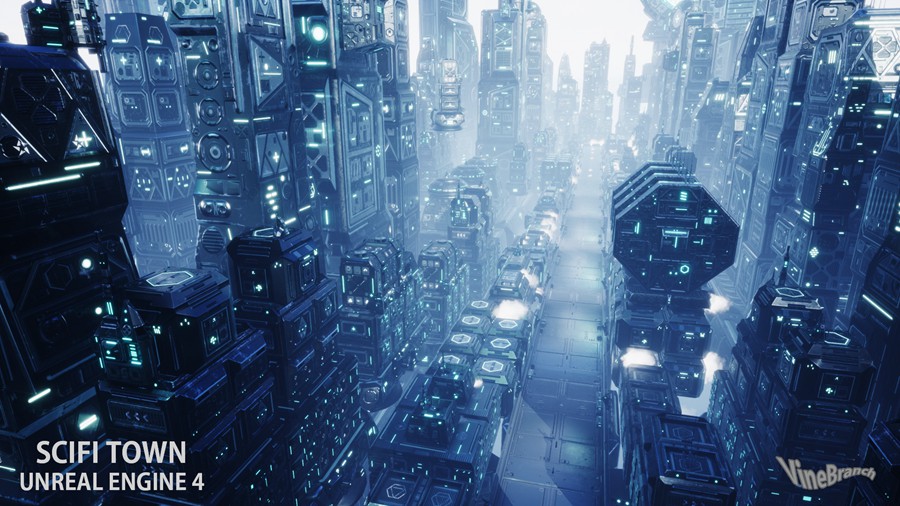 未来科幻赛博朋克风城市大厦建筑ue模型3d设计素材 Sci-Fi Town 样机素材 第6张-素材湾丨精选海外优质设计素材资源 未来科幻赛博朋克风城市大厦建筑ue模型3d设计素材 Sci-Fi Town 样机素材 sucaiwan.com