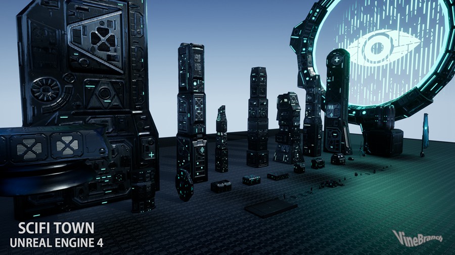 未来科幻赛博朋克风城市大厦建筑ue模型3d设计素材 Sci-Fi Town 样机素材 第10张-素材湾丨精选海外优质设计素材资源 未来科幻赛博朋克风城市大厦建筑ue模型3d设计素材 Sci-Fi Town 样机素材 sucaiwan.com