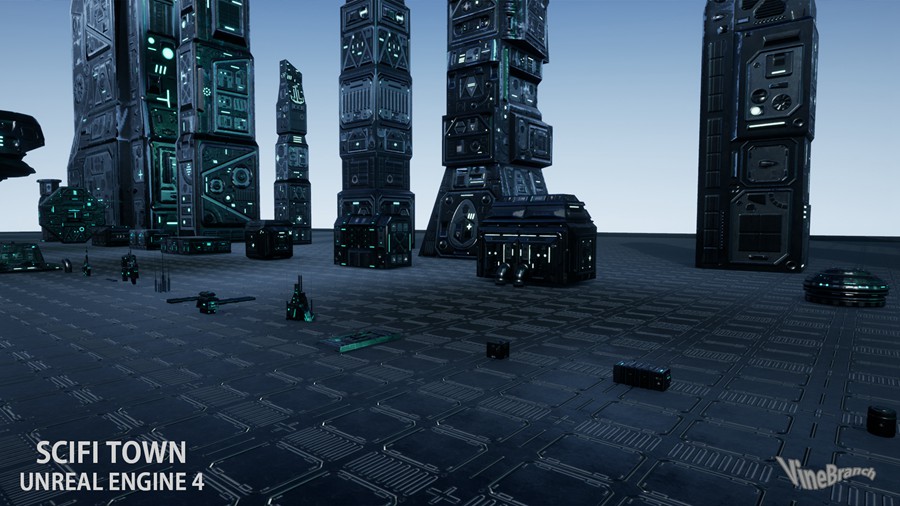 未来科幻赛博朋克风城市大厦建筑ue模型3d设计素材 Sci-Fi Town 样机素材 第9张-素材湾丨精选海外优质设计素材资源 未来科幻赛博朋克风城市大厦建筑ue模型3d设计素材 Sci-Fi Town 样机素材 sucaiwan.com