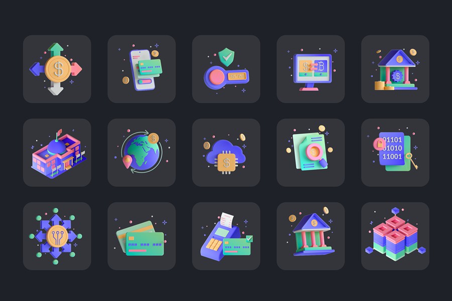30款高级加密虚拟数字货币金融3d插图图标icons设计png/c4d/psd/fig格式素材 30 3D Icons Illustration Digital Currency 图标素材 sucaiwan.com