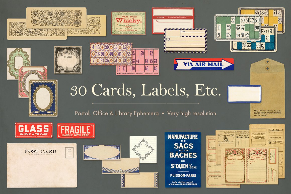 165款复古做旧牛皮纸贴纸张信纸信封相框扑克牌期刊封面地图航海风PNG背景肌理套装 Vintage Paper Ephemera Vol 2 图片素材 第9张-素材湾丨精选海外优质设计素材资源 165款复古做旧牛皮纸贴纸张信纸信封相框扑克牌期刊封面地图航海风PNG背景肌理套装 Vintage Paper Ephemera Vol 2 图片素材 sucaiwan.com