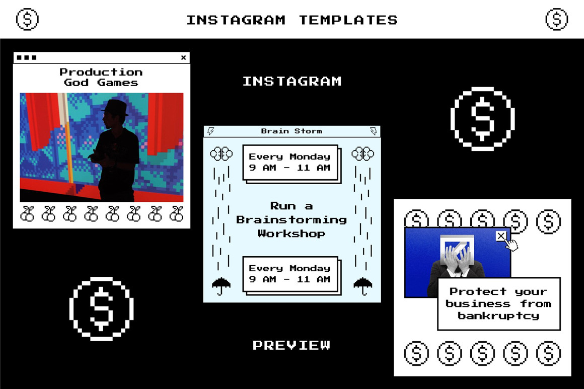 Craftwork 复古8it像素风格怀旧氛围竖屏图标按钮文字海报XD/Sketch模板 Electro Instagram Templates 幻灯图表 第3张-素材湾丨精选海外优质设计素材资源 Craftwork 复古8it像素风格怀旧氛围竖屏图标按钮文字海报XD/Sketch模板 Electro Instagram Templates 幻灯图表 sucaiwan.com