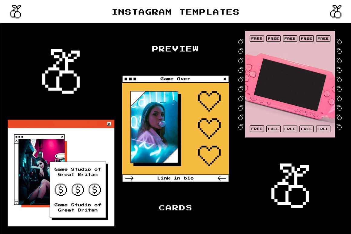 Craftwork 复古8it像素风格怀旧氛围竖屏图标按钮文字海报XD/Sketch模板 Electro Instagram Templates 幻灯图表 第4张-素材湾丨精选海外优质设计素材资源 Craftwork 复古8it像素风格怀旧氛围竖屏图标按钮文字海报XD/Sketch模板 Electro Instagram Templates 幻灯图表 sucaiwan.com
