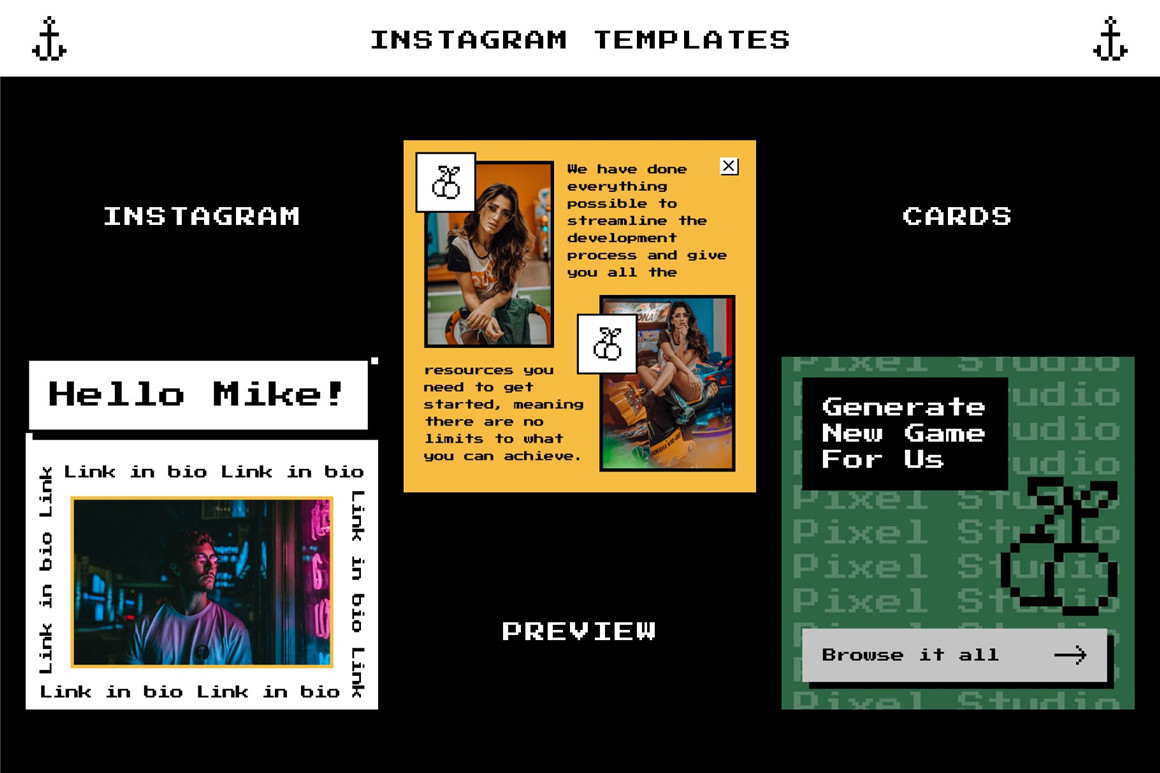 Craftwork 复古8it像素风格怀旧氛围竖屏图标按钮文字海报XD/Sketch模板 Electro Instagram Templates 幻灯图表 第5张-素材湾丨精选海外优质设计素材资源 Craftwork 复古8it像素风格怀旧氛围竖屏图标按钮文字海报XD/Sketch模板 Electro Instagram Templates 幻灯图表 sucaiwan.com