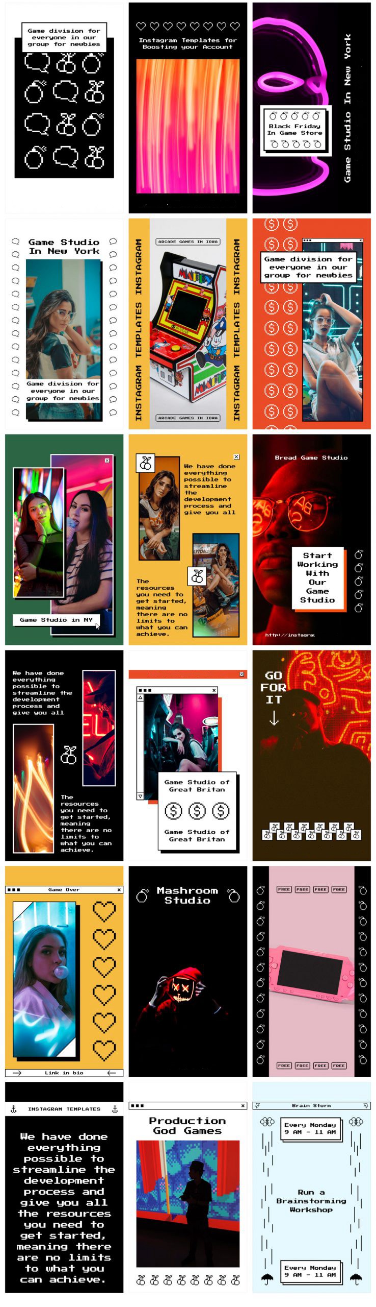 Craftwork 复古8it像素风格怀旧氛围竖屏图标按钮文字海报XD/Sketch模板 Electro Instagram Templates 幻灯图表 第9张-素材湾丨精选海外优质设计素材资源 Craftwork 复古8it像素风格怀旧氛围竖屏图标按钮文字海报XD/Sketch模板 Electro Instagram Templates 幻灯图表 sucaiwan.com