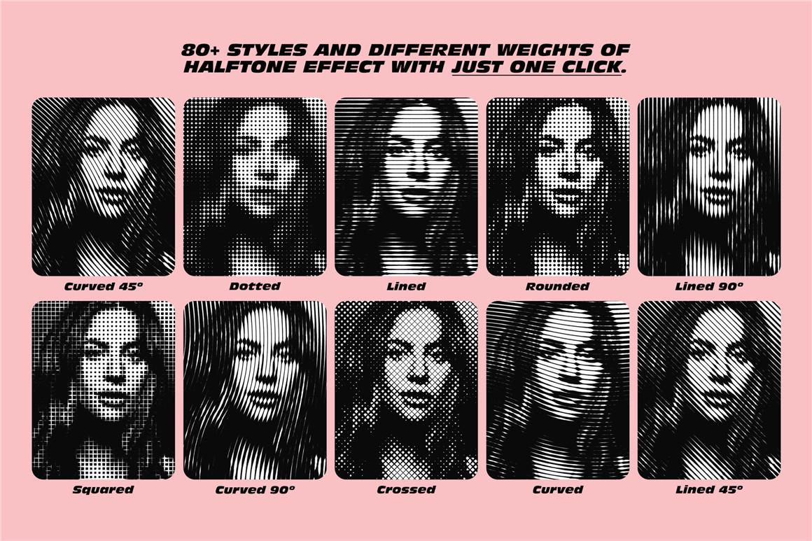 潮流复古黑白半调扭曲像素波点条纹矩阵特效PS动作预设 Halftone Machine Action 插件预设 第4张-素材湾丨精选海外优质设计素材资源 潮流复古黑白半调扭曲像素波点条纹矩阵特效PS动作预设 Halftone Machine Action 插件预设 sucaiwan.com