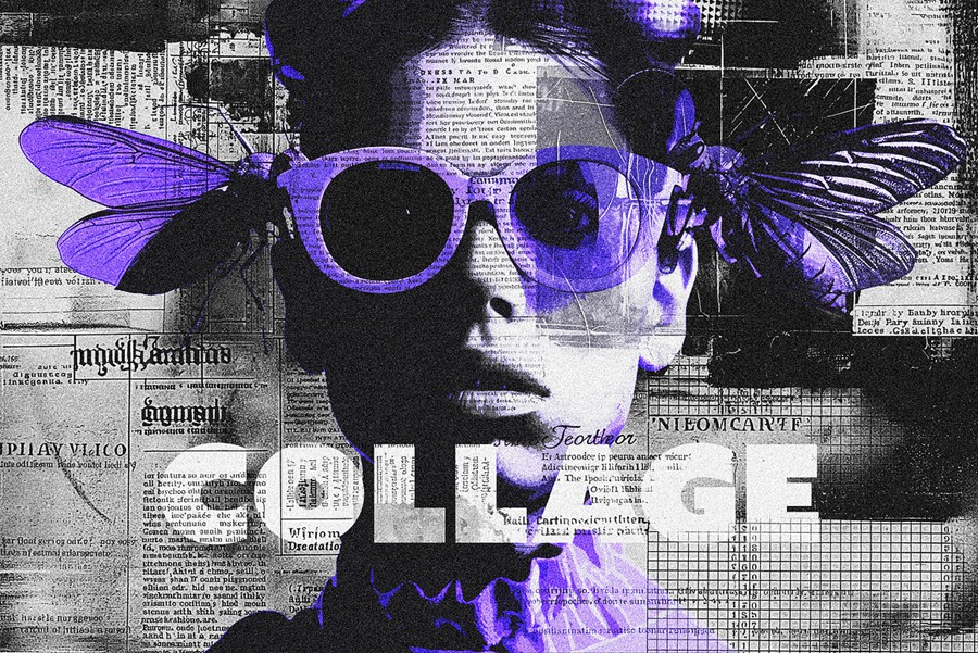 潮流复古报纸拼贴叠印照片效果ps修图特效滤镜样机模板设计素材 Newspaper Collage Pieces Photo Effect 插件预设 第1张-素材湾丨精选海外优质设计素材资源 潮流复古报纸拼贴叠印照片效果ps修图特效滤镜样机模板设计素材 Newspaper Collage Pieces Photo Effect 插件预设 sucaiwan.com