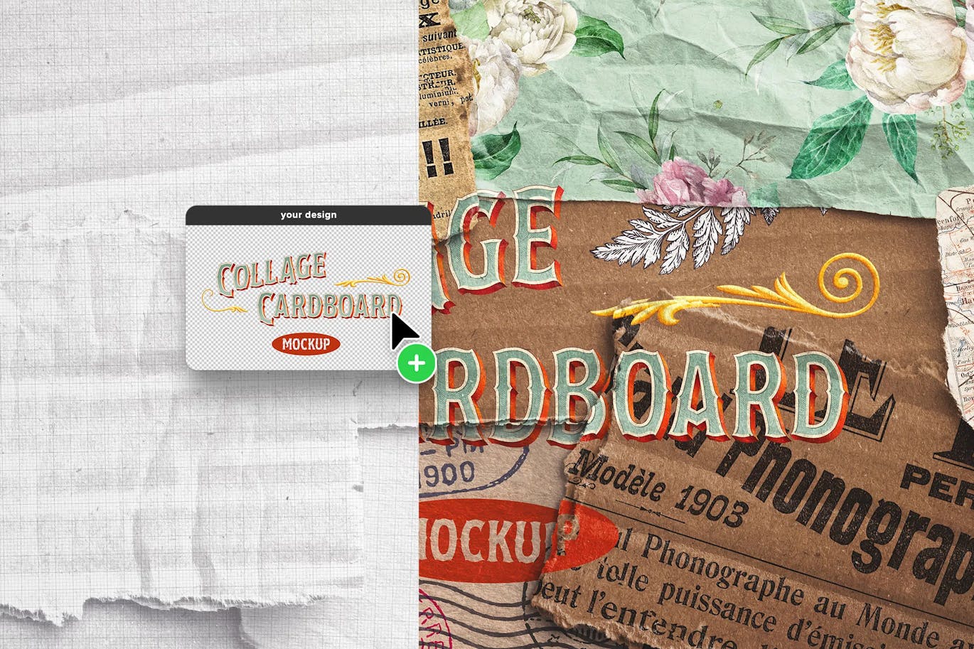 复古褶皱毛边瓦楞纸纸板拼贴展示设计贴图效果图PS特效样机素材 Collage Cardboard Layout , 第2张-素材湾丨精选海外优质设计素材资源 复古褶皱毛边瓦楞纸纸板拼贴展示设计贴图效果图PS特效样机素材 Collage Cardboard Layout , sucaiwan.com