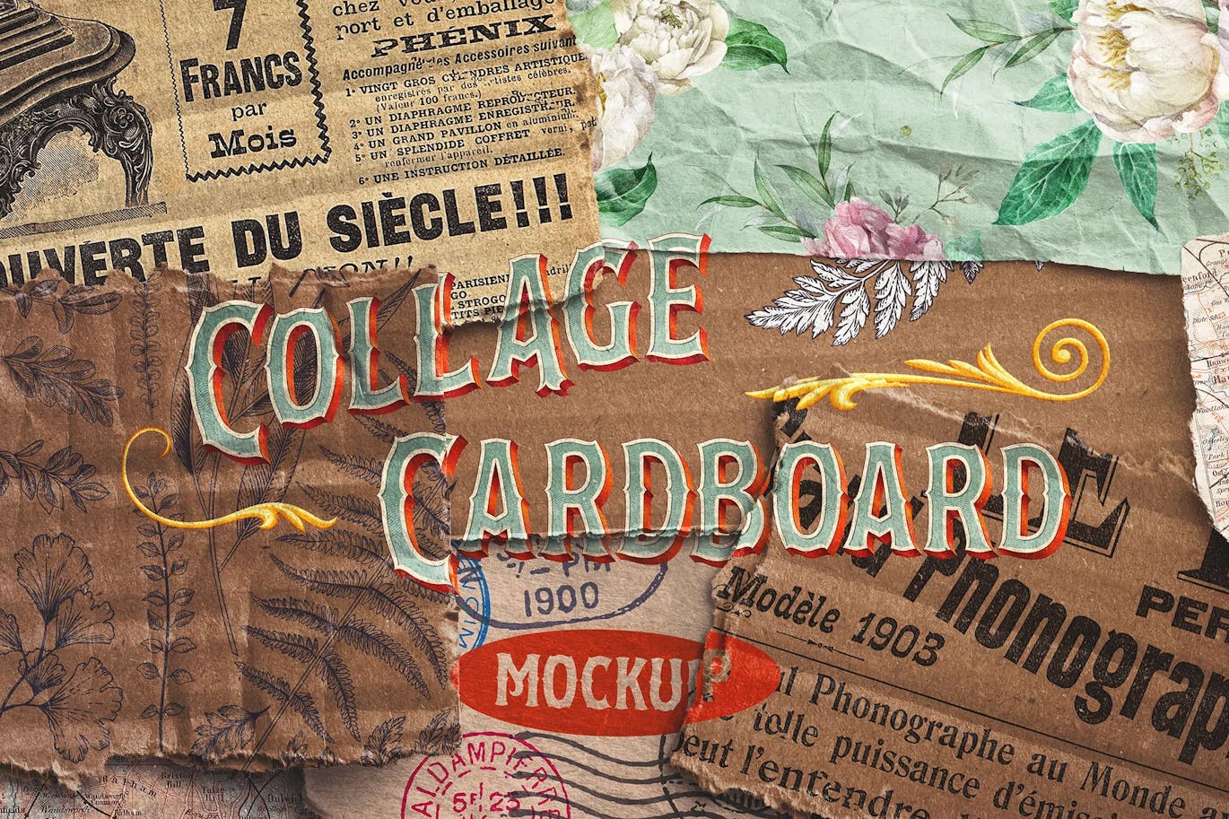 复古褶皱毛边瓦楞纸纸板拼贴展示设计贴图效果图PS特效样机素材 Collage Cardboard Layout , 第3张-素材湾丨精选海外优质设计素材资源 复古褶皱毛边瓦楞纸纸板拼贴展示设计贴图效果图PS特效样机素材 Collage Cardboard Layout , sucaiwan.com