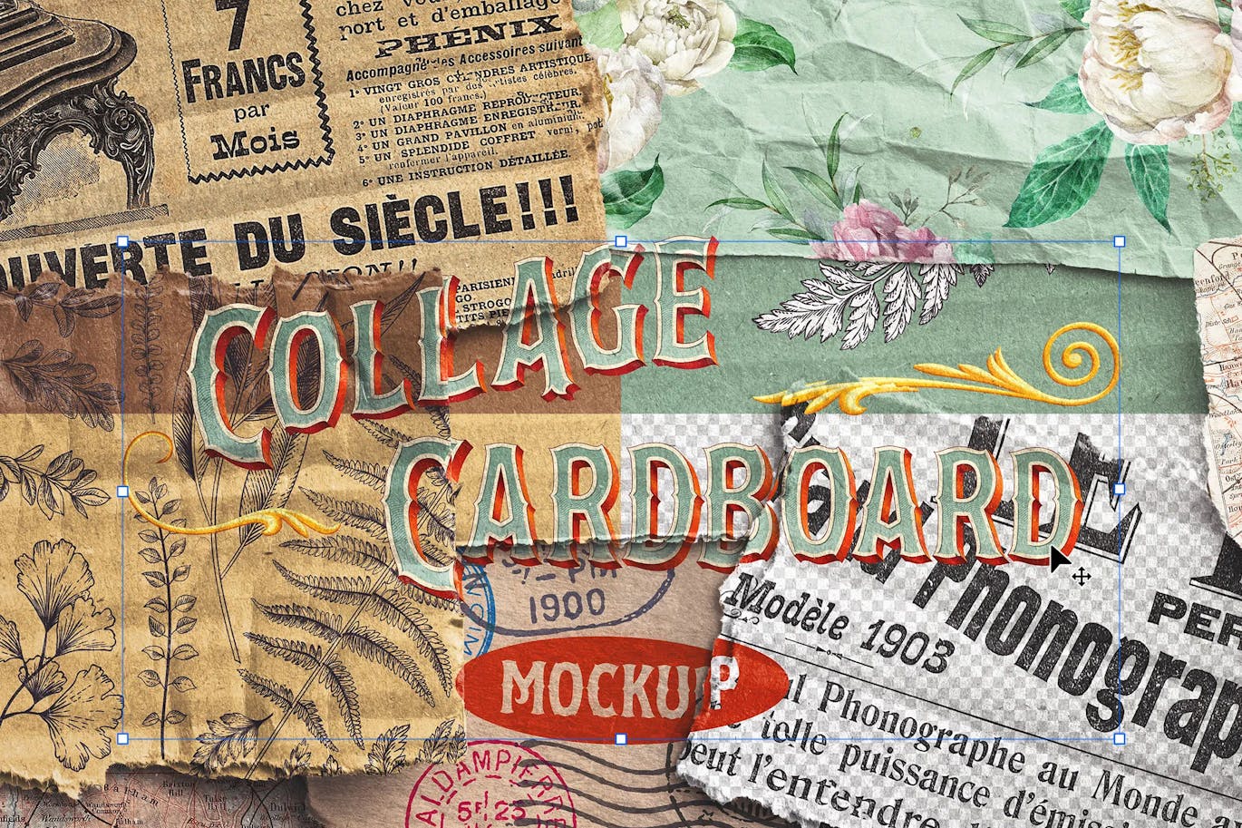 复古褶皱毛边瓦楞纸纸板拼贴展示设计贴图效果图PS特效样机素材 Collage Cardboard Layout , 第5张-素材湾丨精选海外优质设计素材资源 复古褶皱毛边瓦楞纸纸板拼贴展示设计贴图效果图PS特效样机素材 Collage Cardboard Layout , sucaiwan.com