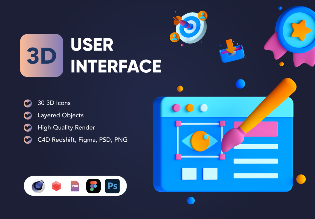 30款高级质感用户界面设计3d插图图标icons设计fig/c4d/psd/png格式素材 30 3D User Interface Icon Set 图标素材 第1张-素材湾丨精选海外优质设计素材资源 30款高级质感用户界面设计3d插图图标icons设计fig/c4d/psd/png格式素材 30 3D User Interface Icon Set 图标素材 sucaiwan.com