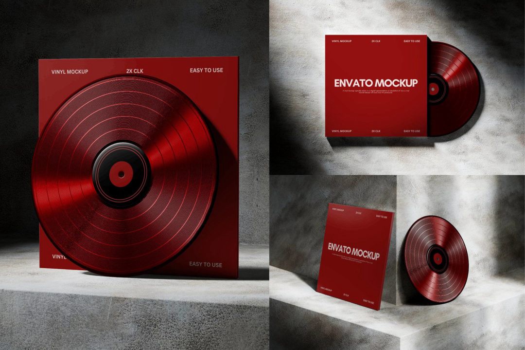 工业风混凝土背景黑胶唱片包装袋包装盒设计展示效果图ps贴图样机模板 Vinyl Mockup 样机素材 第1张-素材湾丨精选海外优质设计素材资源 工业风混凝土背景黑胶唱片包装袋包装盒设计展示效果图ps贴图样机模板 Vinyl Mockup 样机素材 sucaiwan.com
