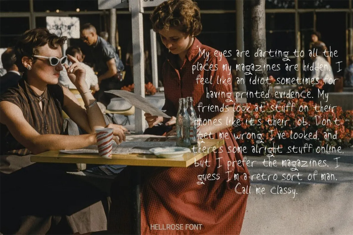 英文字体：复古仿旧涂鸦手绘线条笔触感海报标题排版字体包 Hellrose , sucaiwan.com