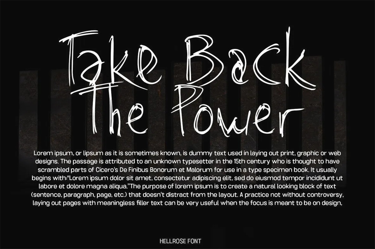 英文字体：复古仿旧涂鸦手绘线条笔触感海报标题排版字体包 Hellrose , sucaiwan.com