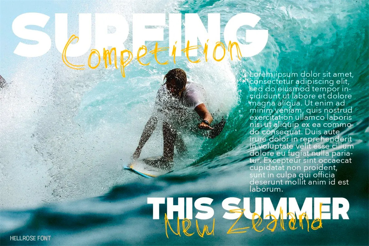 英文字体：复古仿旧涂鸦手绘线条笔触感海报标题排版字体包 Hellrose , sucaiwan.com