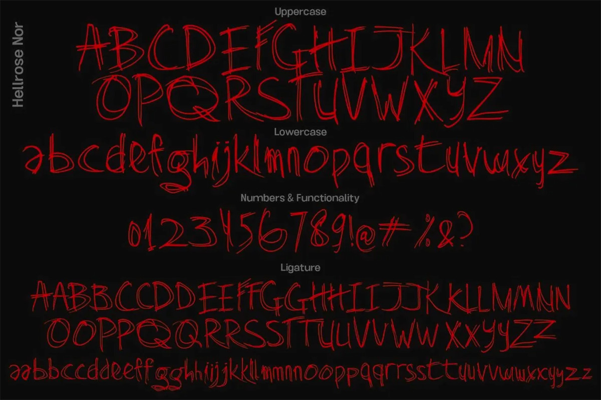 英文字体：复古仿旧涂鸦手绘线条笔触感海报标题排版字体包 Hellrose , sucaiwan.com
