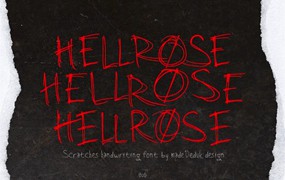 英文字体:复古仿旧涂鸦手绘线条笔触感海报标题排版字体包 Hellrose