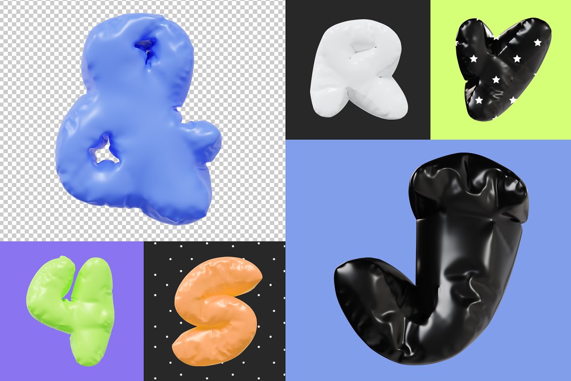 240+3D渲染Y2K气球膨胀真实质感金属镀铬英文字母PNG元素设计套装 3D Inflated Type – Letters Numbers 设计素材 第6张-素材湾丨精选海外优质设计素材资源 240+3D渲染Y2K气球膨胀真实质感金属镀铬英文字母PNG元素设计套装 3D Inflated Type – Letters Numbers 设计素材 sucaiwan.com