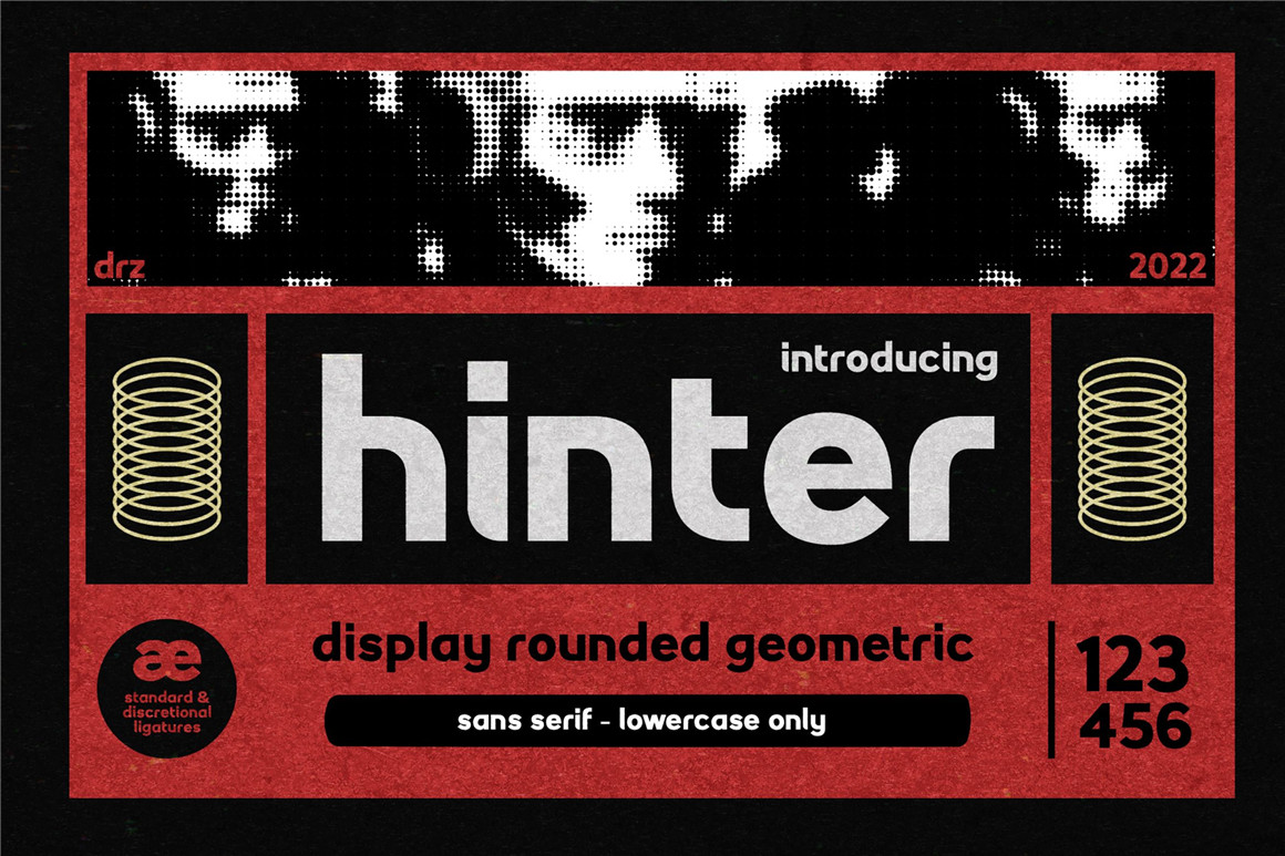 Hinter 复古做旧圆角无衬线油墨渗透打印印刷复印效果几何英文字体 Rounded Geometric Font 设计素材 第1张-素材湾丨精选海外优质设计素材资源 Hinter 复古做旧圆角无衬线油墨渗透打印印刷复印效果几何英文字体 Rounded Geometric Font 设计素材 sucaiwan.com