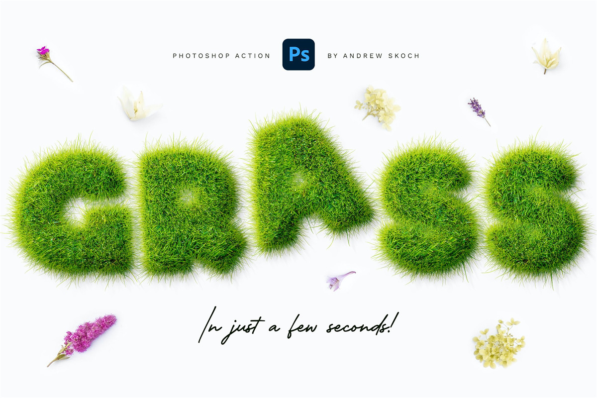 逼真趣味绿草创意3D立体毛茸茸草皮LOGO文字标题PS动作效果包 Grass Photoshop PSAction , 第1张-素材湾丨精选海外优质设计素材资源 逼真趣味绿草创意3D立体毛茸茸草皮LOGO文字标题PS动作效果包 Grass Photoshop PSAction , sucaiwan.com