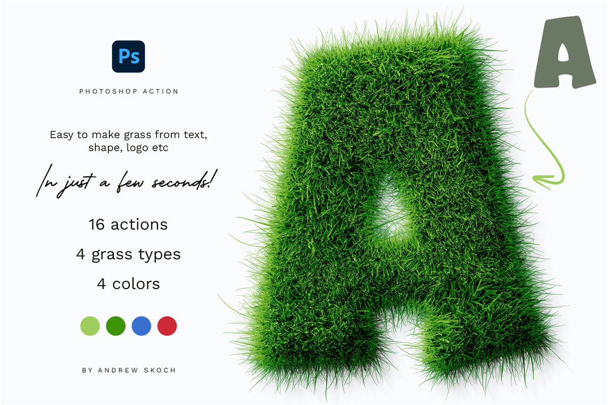 逼真趣味绿草创意3D立体毛茸茸草皮LOGO文字标题PS动作效果包 Grass Photoshop PSAction , 第4张-素材湾丨精选海外优质设计素材资源 逼真趣味绿草创意3D立体毛茸茸草皮LOGO文字标题PS动作效果包 Grass Photoshop PSAction , sucaiwan.com