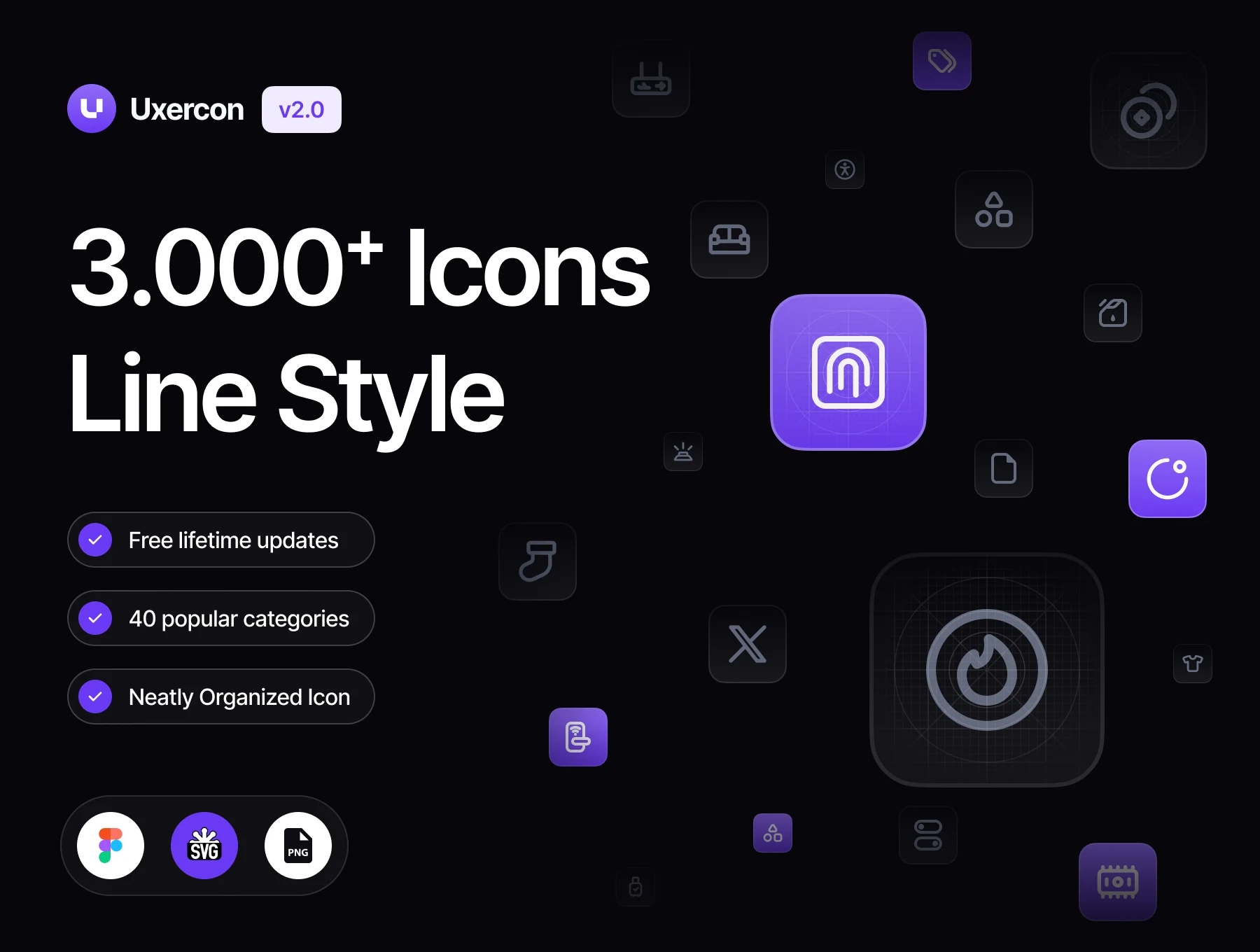 3000+款网站app ui界面设计矢量线条图标设计figma/png格式素材 3000+ Line Icon Styles | Uxercon Icon Library v2.0 APP UI 第1张-素材湾丨精选海外优质设计素材资源 3000+款网站app ui界面设计矢量线条图标设计figma/png格式素材 3000+ Line Icon Styles | Uxercon Icon Library v2.0 APP UI sucaiwan.com