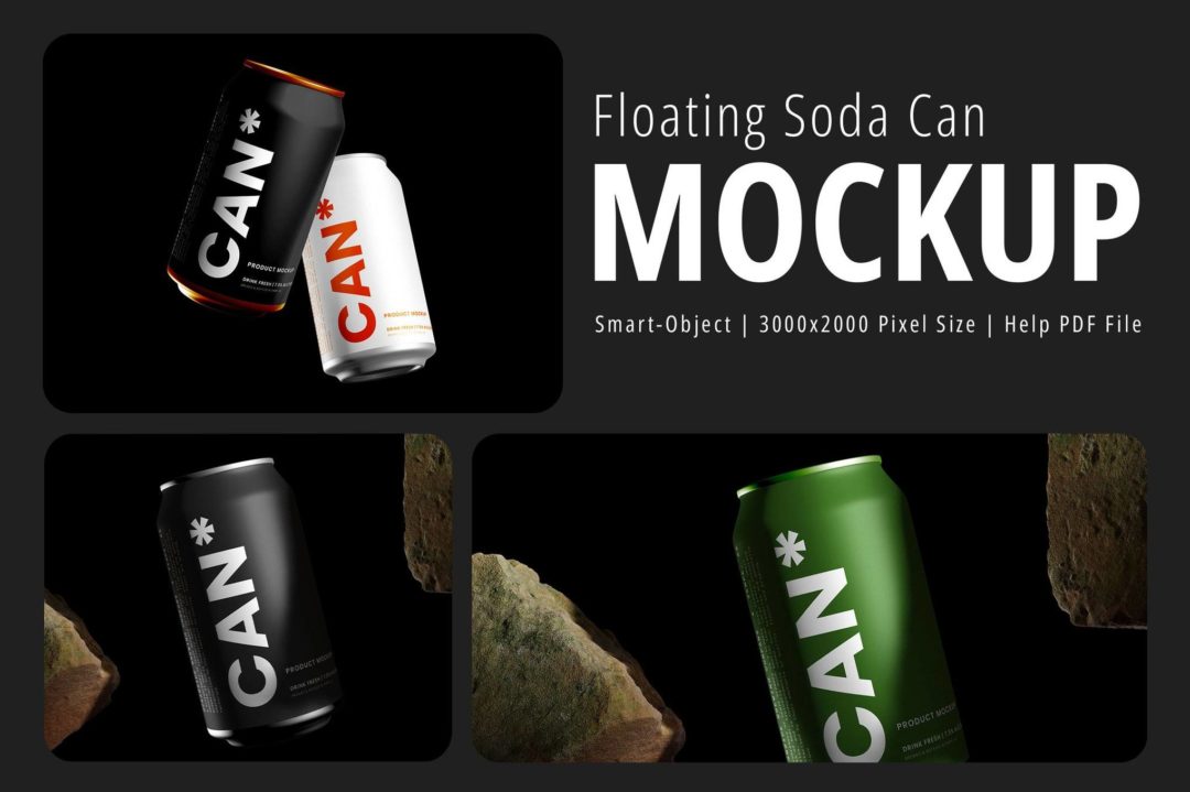 黑化风悬浮苏打水汽水啤酒听装易拉罐包装罐设计ps展示贴图样机效果图模板 Floating Soda Can Mockup 样机素材 第1张-素材湾丨精选海外优质设计素材资源 黑化风悬浮苏打水汽水啤酒听装易拉罐包装罐设计ps展示贴图样机效果图模板 Floating Soda Can Mockup 样机素材 sucaiwan.com