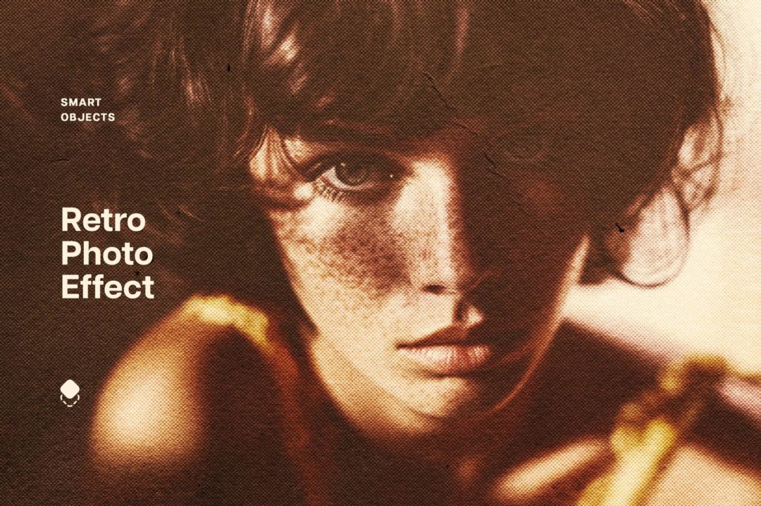 60年代复古棕色半色调人像照片效果ps特效滤镜插件样机 Retro Sepia Photo Effect 插件预设 sucaiwan.com