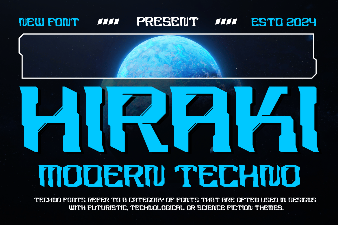 未来科幻赛博朋克海报封面标题设计装饰英文字体安装包 Hiraki – Modern Techno Font 设计素材 第1张-素材湾丨精选海外优质设计素材资源 未来科幻赛博朋克海报封面标题设计装饰英文字体安装包 Hiraki – Modern Techno Font 设计素材 sucaiwan.com
