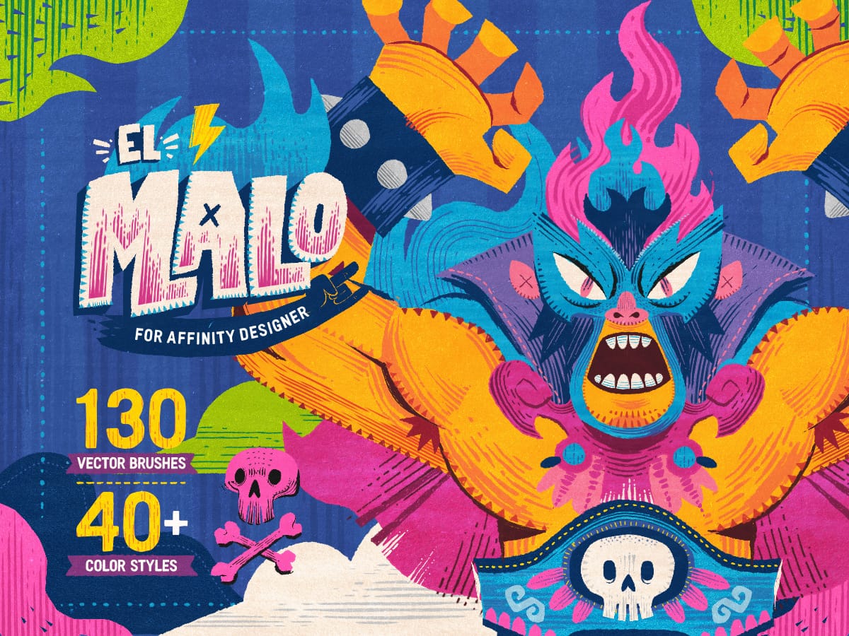 Frankentoon Studio有趣漫画点状线条艺术绘画纹理质感Affinity Designer笔刷画笔工具包 El Malo Illustration Kit for Affinity Designer 笔刷资源 第1张-素材湾丨精选海外优质设计素材资源 Frankentoon Studio有趣漫画点状线条艺术绘画纹理质感Affinity Designer笔刷画笔工具包 El Malo Illustration Kit for Affinity Designer 笔刷资源 sucaiwan.com