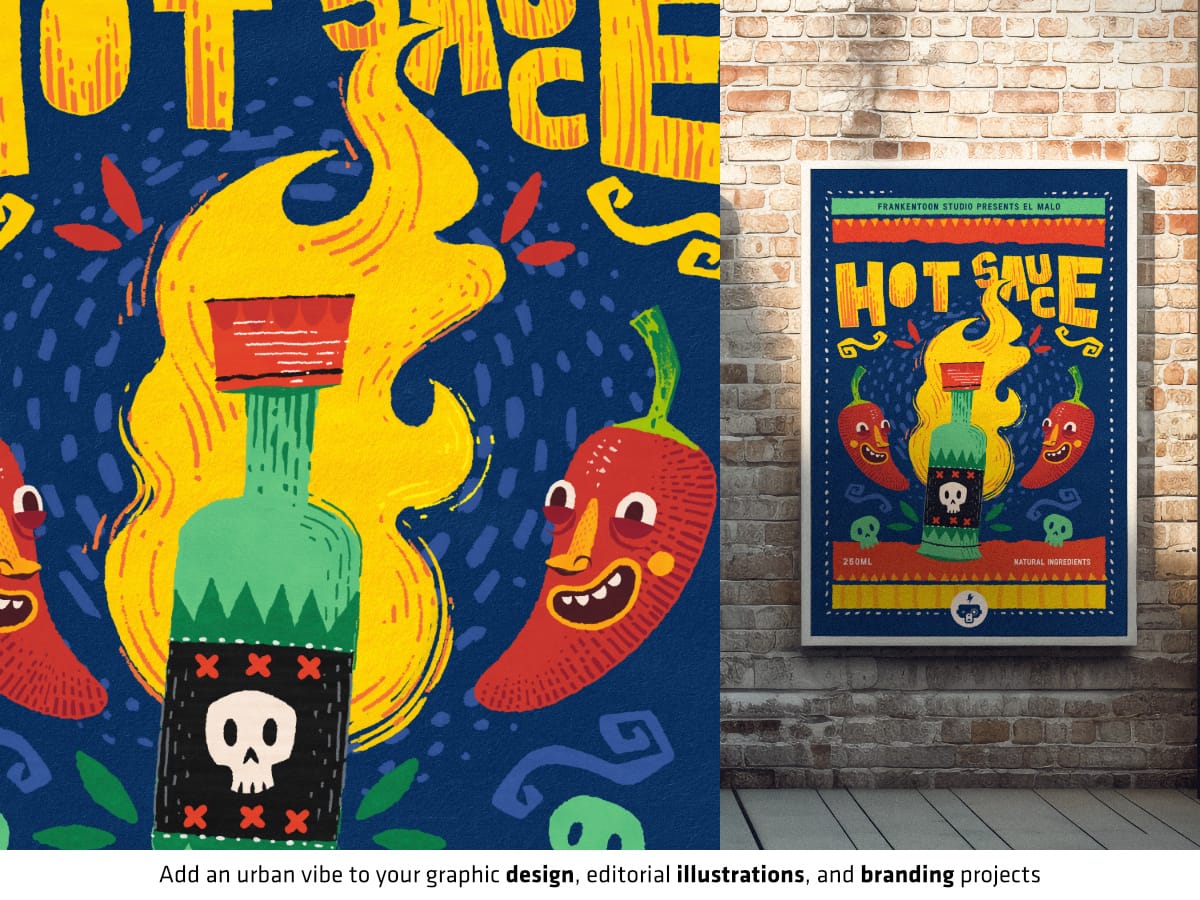 Frankentoon Studio有趣漫画点状线条艺术绘画纹理质感Affinity Designer笔刷画笔工具包 El Malo Illustration Kit for Affinity Designer 笔刷资源 第7张-素材湾丨精选海外优质设计素材资源 Frankentoon Studio有趣漫画点状线条艺术绘画纹理质感Affinity Designer笔刷画笔工具包 El Malo Illustration Kit for Affinity Designer 笔刷资源 sucaiwan.com