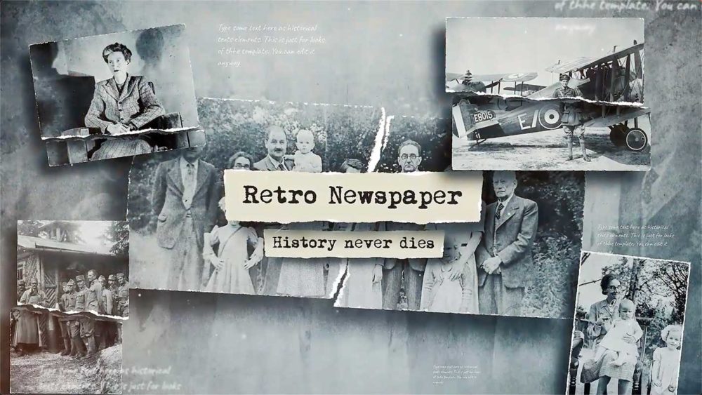 PR素材 复古历史题材撕纸纸张拼贴纪录片照片过渡特效动画 Documentary Presentation 影视音频 sucaiwan.com