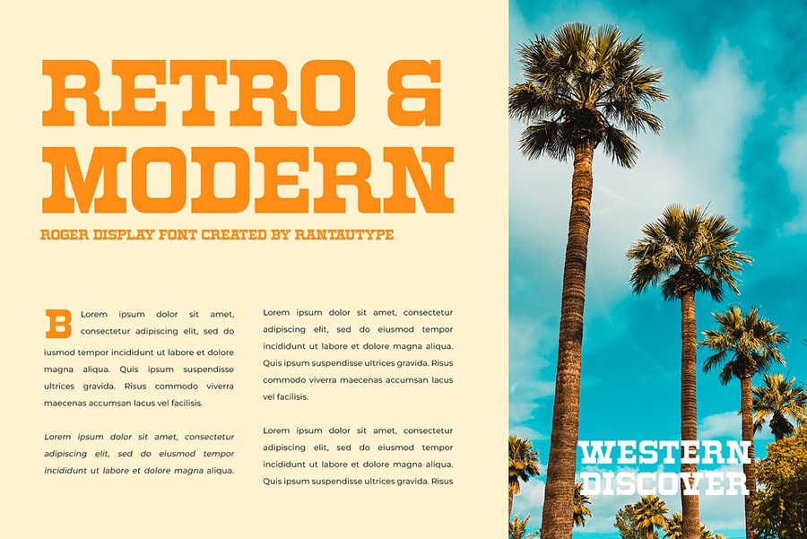 美式复古趣味杂志海报标题品牌logo设计几何风psai衬线英文字体安装包 Roger Display Western Font 设计素材 第2张-素材湾丨精选海外优质设计素材资源 美式复古趣味杂志海报标题品牌logo设计几何风psai衬线英文字体安装包 Roger Display Western Font 设计素材 sucaiwan.com