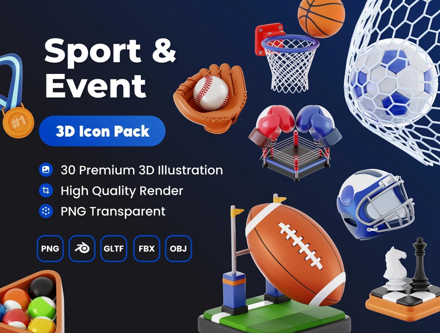 30款极简体育运动锻炼活动3d插图图标icons设计blender/png格式素材 Sport & Event 3D Asset 图标素材 第1张-素材湾丨精选海外优质设计素材资源 30款极简体育运动锻炼活动3d插图图标icons设计blender/png格式素材 Sport & Event 3D Asset 图标素材 sucaiwan.com