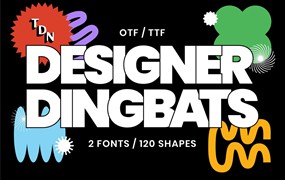 英文字体:120款潮流几何图形艺术装饰标志花体字体设计素材 Designer Dingbats – 120 shapes