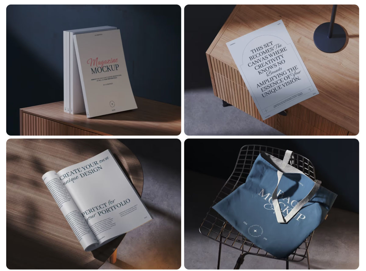 16款时尚品牌vi设计画册海报信封手提袋卡片展示ps贴图样机模板 Ateur: Branding Mockups 样机素材 sucaiwan.com