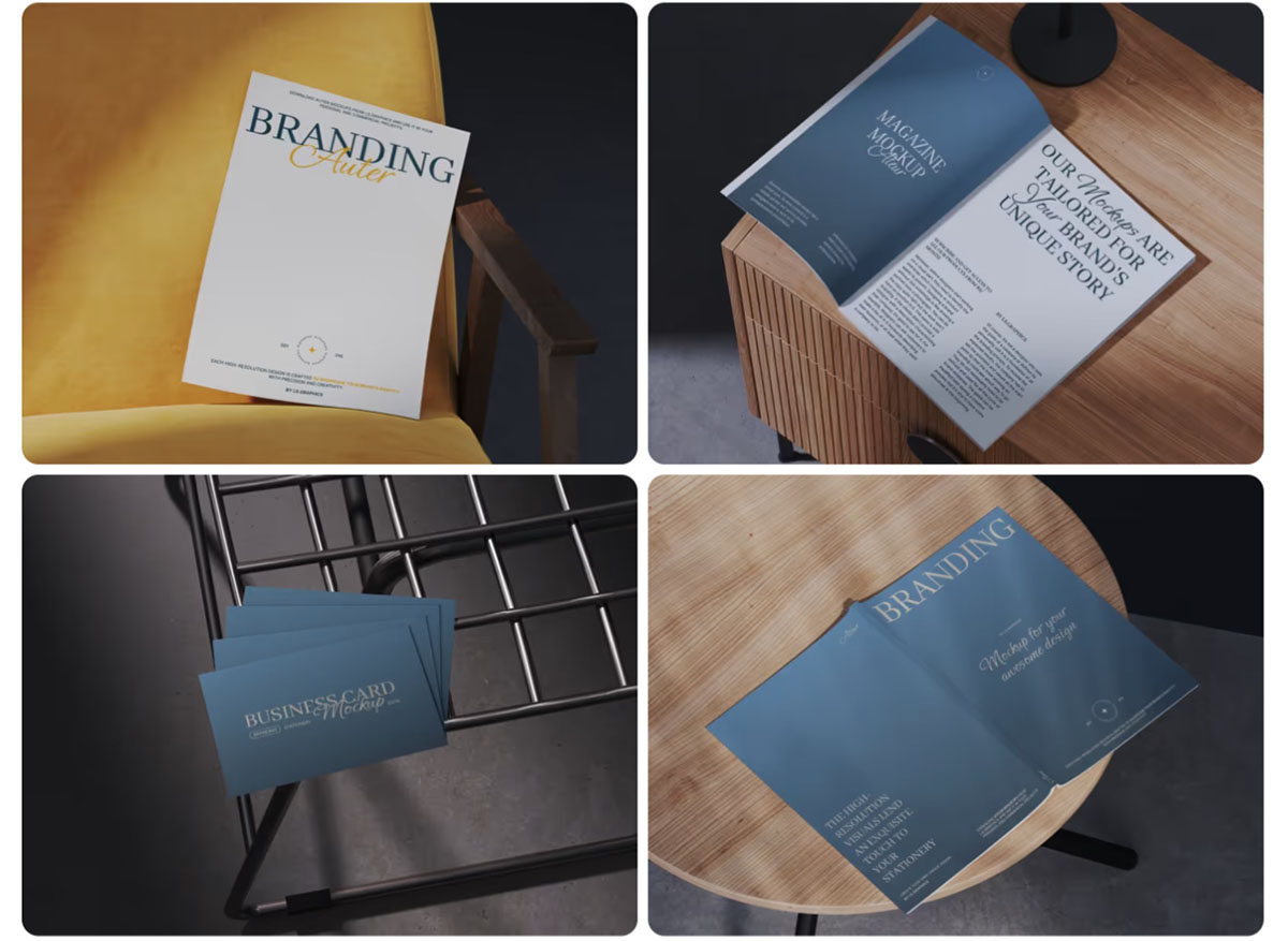 16款时尚品牌vi设计画册海报信封手提袋卡片展示ps贴图样机模板 Ateur: Branding Mockups 样机素材 sucaiwan.com