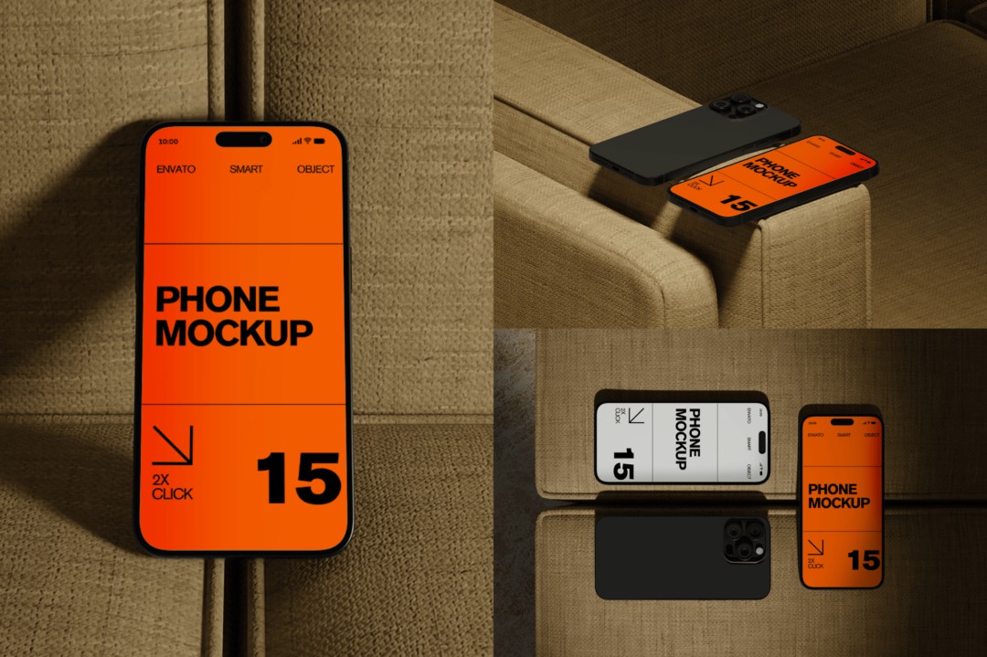 逼真苹果iphone 15 pro手机屏幕演示贴图ps展示样机模板素材 iPhone Mockup | Sofa 样机素材 第1张-素材湾丨精选海外优质设计素材资源 逼真苹果iphone 15 pro手机屏幕演示贴图ps展示样机模板素材 iPhone Mockup | Sofa 样机素材 sucaiwan.com