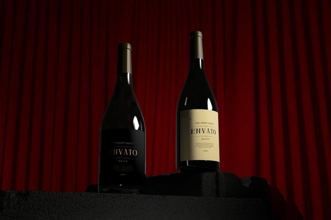 逼真红酒葡萄酒玻璃酒瓶设计展示效果图ps贴图样机模板素材 Wine Mockup | Elegant 样机素材 第4张-素材湾丨精选海外优质设计素材资源 逼真红酒葡萄酒玻璃酒瓶设计展示效果图ps贴图样机模板素材 Wine Mockup | Elegant 样机素材 sucaiwan.com