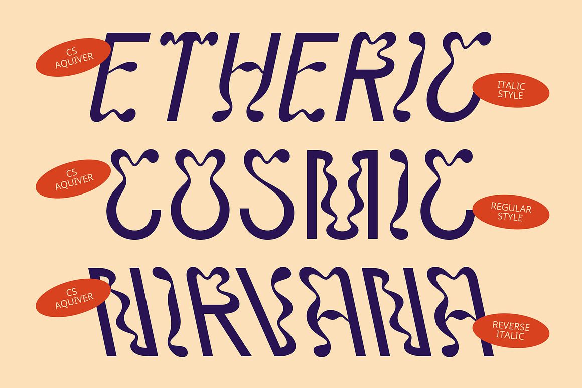 时尚迷幻杂志海报徽标设计装饰英文字体安装包 CS Aquiver – Psychedelic Font 设计素材 sucaiwan.com