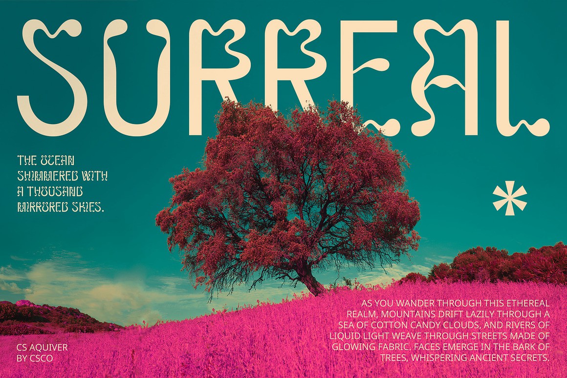时尚迷幻杂志海报徽标设计装饰英文字体安装包 CS Aquiver – Psychedelic Font 设计素材 sucaiwan.com