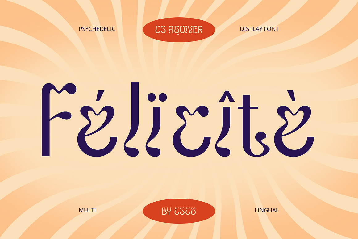 时尚迷幻杂志海报徽标设计装饰英文字体安装包 CS Aquiver – Psychedelic Font 设计素材 sucaiwan.com