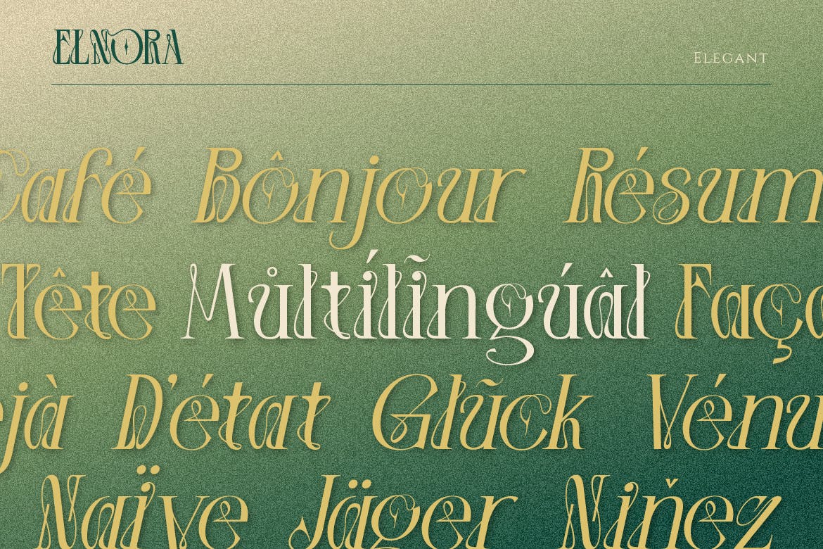 英文字体：优雅美学杂志海报徽标婚礼设计衬线英文字体安装包 Elnora , sucaiwan.com