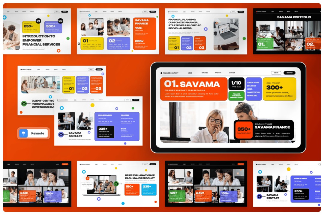 创意金融企业营销策划提案简报设计模版 Savama – Finance Company Creative Keynote 幻灯图表 sucaiwan.com