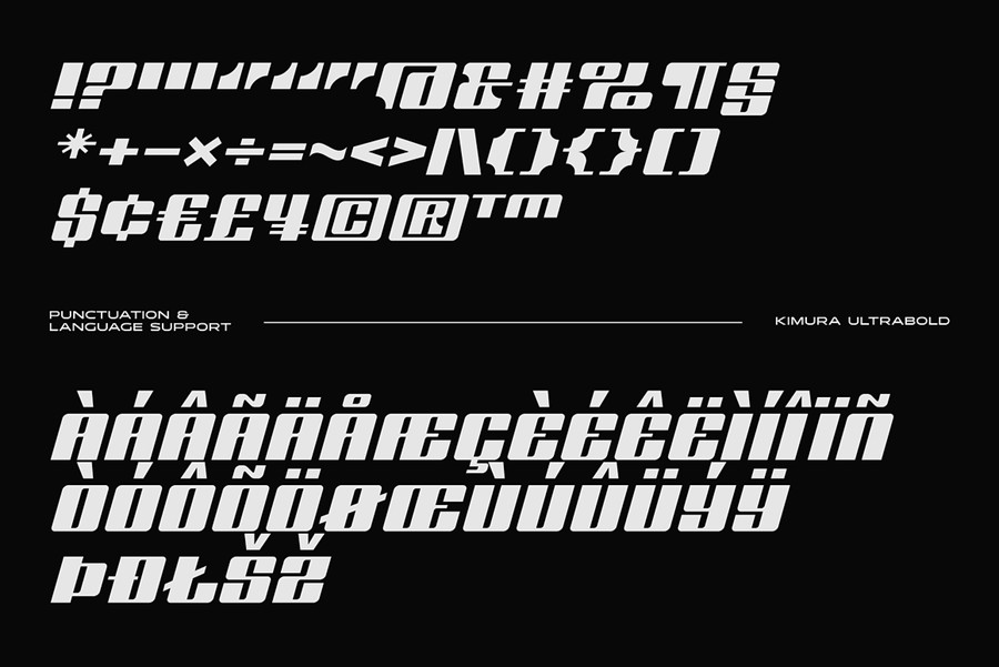 未来科幻赛博朋克风海报标题logo徽标设计粗体无衬线英文字体安装包 Kimura Display 设计素材 sucaiwan.com