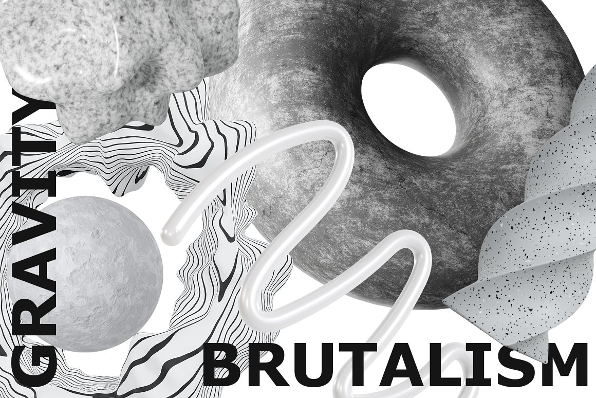 80 个野兽派风格黑白3D几何雕塑设计素材大集合 Concrete Brutal 3D Shapes graphics 图片素材 第4张-素材湾丨精选海外优质设计素材资源 80 个野兽派风格黑白3D几何雕塑设计素材大集合 Concrete Brutal 3D Shapes graphics 图片素材 sucaiwan.com