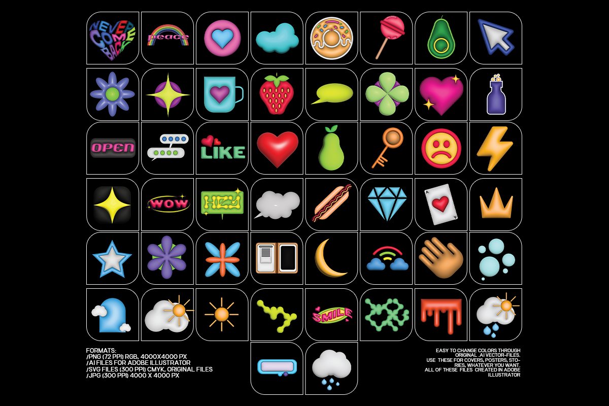 Saintricchi 50个趣味膨胀3D食物笑脸形状海报封面图形贴纸图案设计素材 3D Vector Shapes 图片素材 第5张-素材湾丨精选海外优质设计素材资源 Saintricchi 50个趣味膨胀3D食物笑脸形状海报封面图形贴纸图案设计素材 3D Vector Shapes 图片素材 sucaiwan.com